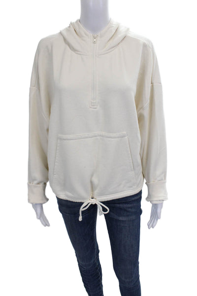 Z Supply Women Pullover Mock Neck Zip Long Sleeve Ivory Polyester Size L