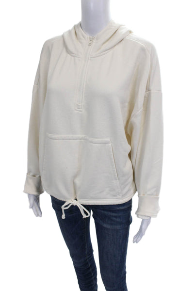 Z Supply Women Pullover Mock Neck Zip Long Sleeve Ivory Polyester Size L