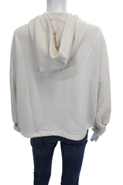 Z Supply Women Pullover Mock Neck Zip Long Sleeve Ivory Polyester Size L