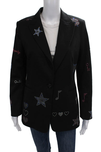 Vilagallo Women Blazer Black Rayon Blend Button Long Sleeve Size 38