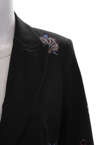 Vilagallo Women Blazer Black Rayon Blend Button Long Sleeve Size 38