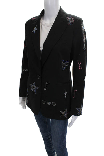 Vilagallo Women Blazer Black Rayon Blend Button Long Sleeve Size 38