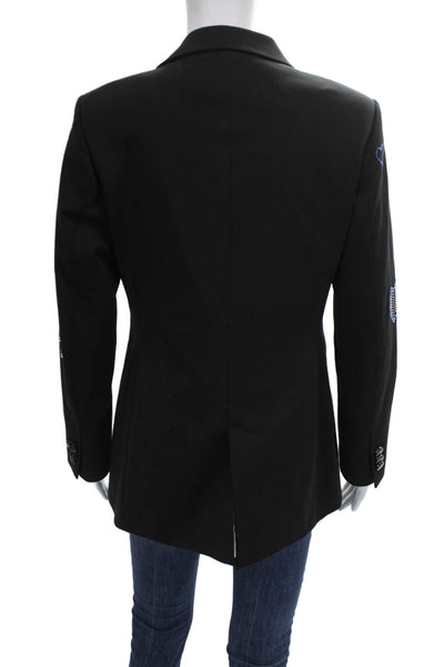 Vilagallo Women Blazer Black Rayon Blend Button Long Sleeve Size 38