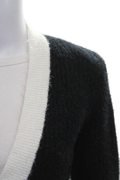 L'Agence Women Cardigan Black V-Neck Long Sleeve Nylon Size S