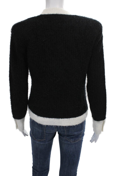 L'Agence Women Cardigan Black V-Neck Long Sleeve Nylon Size S