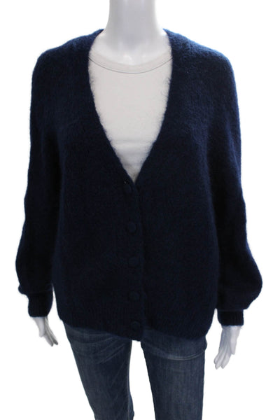 Gerard Darel Women Mohair V-Neck Cardigan Blue Long Sleeve Size 1
