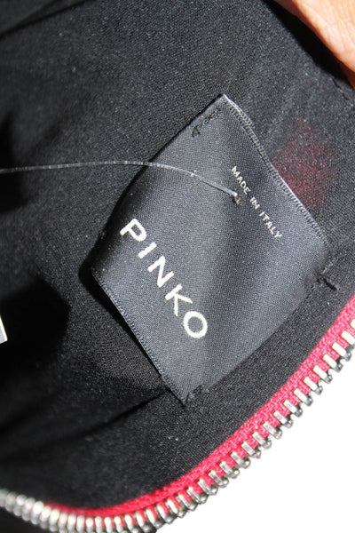 Pinko Women Shift Dress Black Striped Long Sleeve Round Neck Polyester Size 4