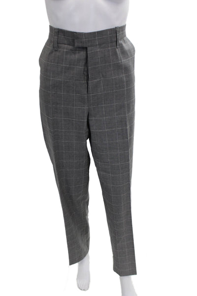 Zadig & Voltaire Womens Gray Wool Check Dress Pants Zip Fall Size 38