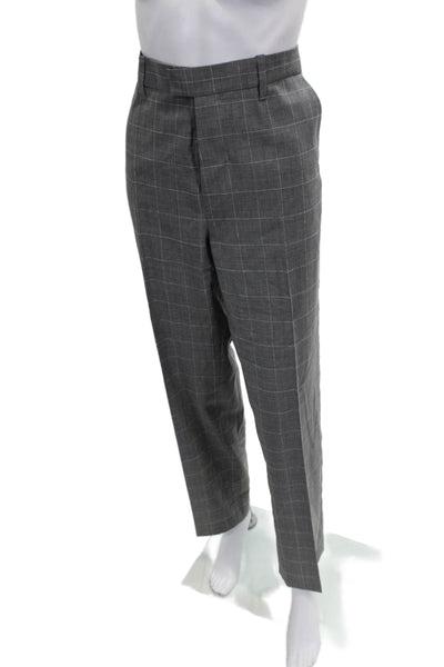 Zadig & Voltaire Womens Gray Wool Check Dress Pants Zip Fall Size 38