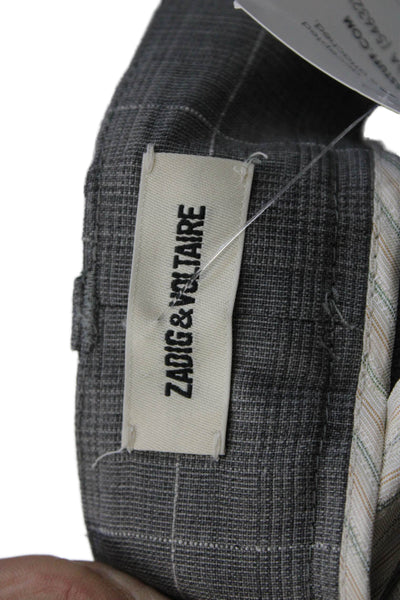 Zadig & Voltaire Womens Gray Wool Check Dress Pants Zip Fall Size 38