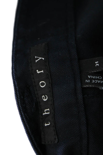 Theory Womens Chino Pants Blue Cotton Button Inseam 30 Size 31