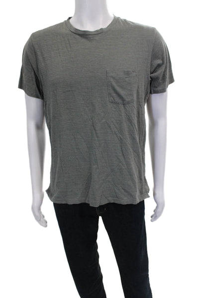 Rag & Bone Mens Gray Striped Short Sleeve T-Shirt 100% Cotton Size M