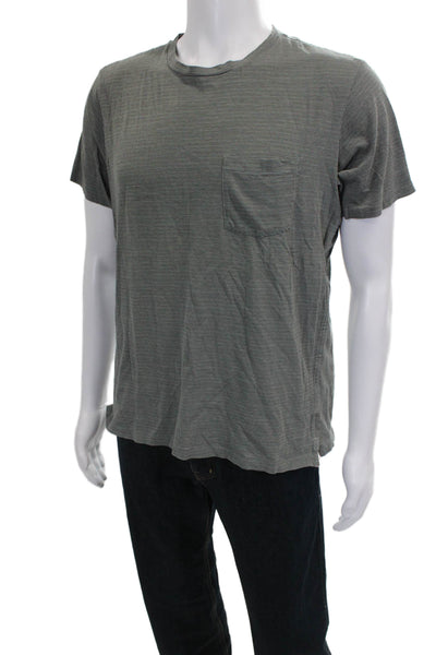 Rag & Bone Mens Gray Striped Short Sleeve T-Shirt 100% Cotton Size M