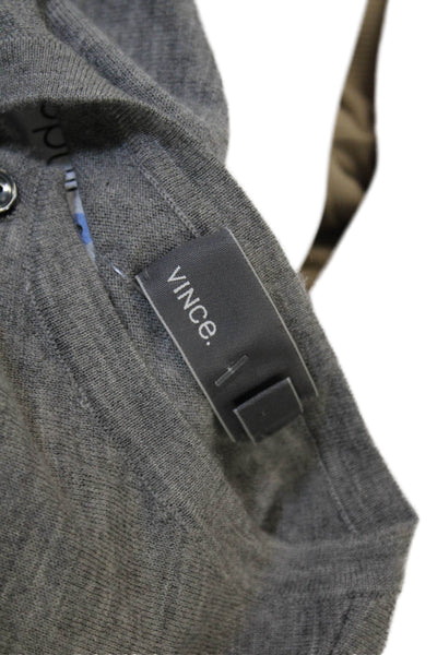 Vince Mens Henley Wool Sweater Gray Striped Long Sleeve Size M