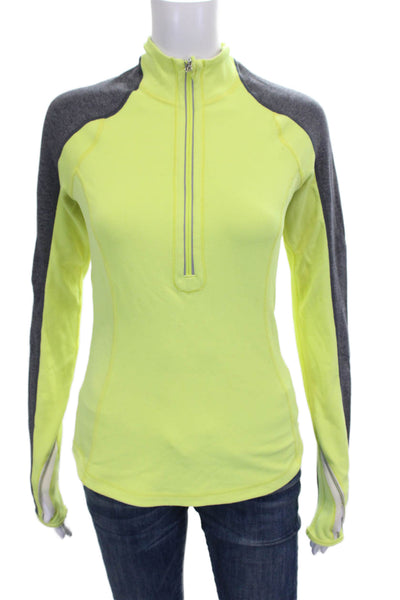 Lululemon Womens Color Block Half Zip Long Sleeve Active Top Yellow Size 4