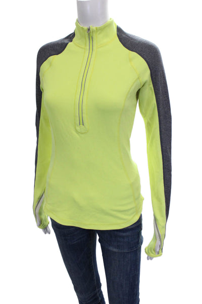 Lululemon Womens Color Block Half Zip Long Sleeve Active Top Yellow Size 4