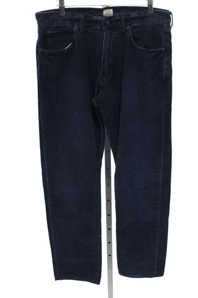 J Crew Mens Straight Leg Pants Blue Cotton Button Closure Size 33