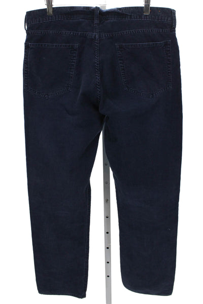 J Crew Mens Straight Leg Pants Blue Cotton Button Closure Size 33