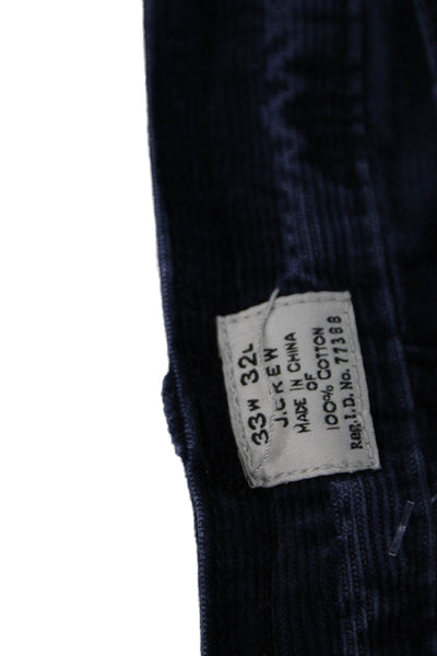 J Crew Mens Straight Leg Pants Blue Cotton Button Closure Size 33