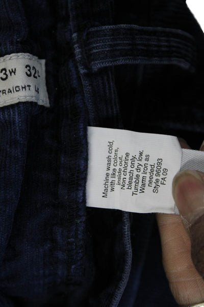 J Crew Mens Straight Leg Pants Blue Cotton Button Closure Size 33