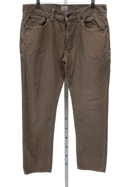 J Crew Mens Chino Pants Brown Cotton Button Inseam 32 Size 33