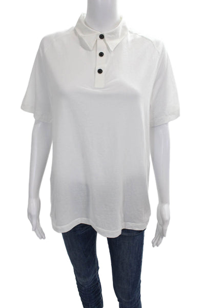 Theory Womens Basic Collared Cotton Polo Short Sleeve White Size L