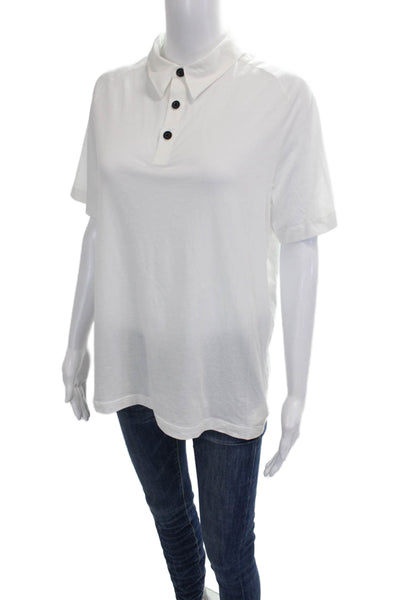 Theory Womens Basic Collared Cotton Polo Short Sleeve White Size L