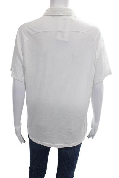 Theory Womens Basic Collared Cotton Polo Short Sleeve White Size L
