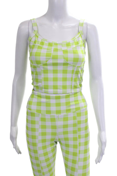Year Of Ours Womens Green Check Square Neck Sleeveless Leggings Size S