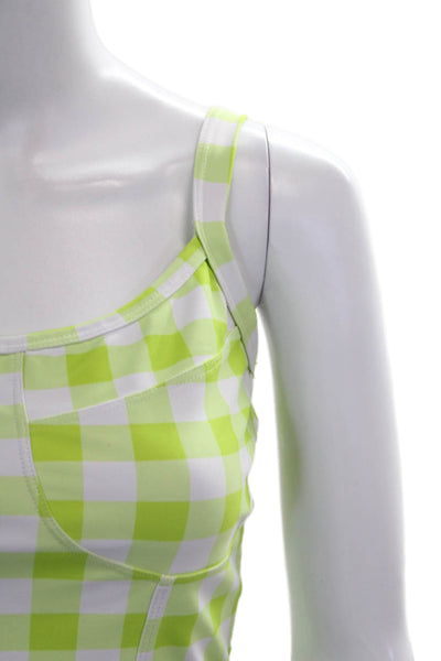 Year Of Ours Womens Green Check Square Neck Sleeveless Leggings Size S