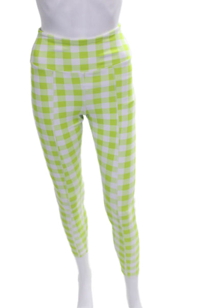 Year Of Ours Womens Green Check Square Neck Sleeveless Leggings Size S