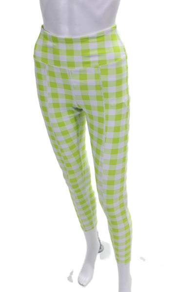 Year Of Ours Womens Green Check Square Neck Sleeveless Leggings Size S