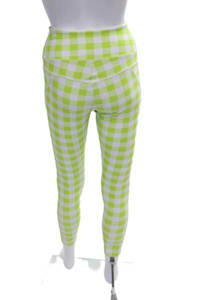 Year Of Ours Womens Green Check Square Neck Sleeveless Leggings Size S