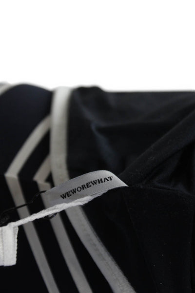 We Wore What Womens One Piece Swimsuit Blue Striped Nylon Size S