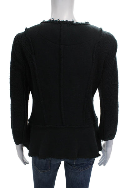 Drew Women Basic Jacket Black Cotton 3/4 Sleeve Round Neck Size 0P