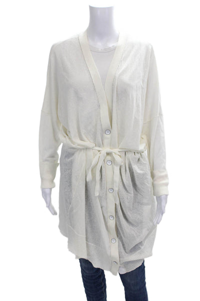 Rag & Bone Womens Ivory Cotton V Neck Long Sleeve Cardigan Size L