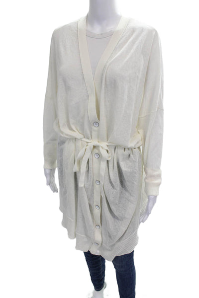 Rag & Bone Womens Ivory Cotton V Neck Long Sleeve Cardigan Size L