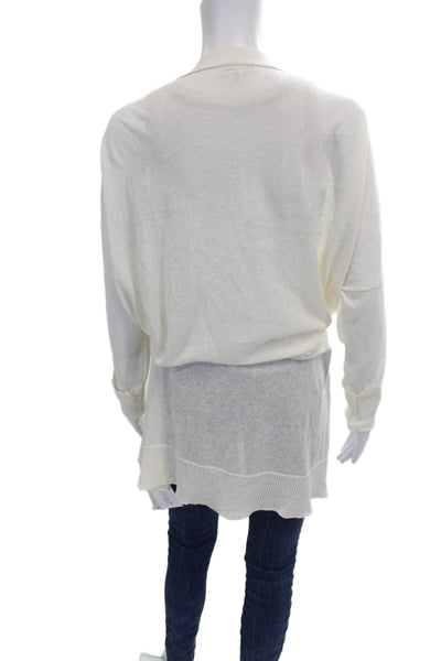 Rag & Bone Womens Ivory Cotton V Neck Long Sleeve Cardigan Size L