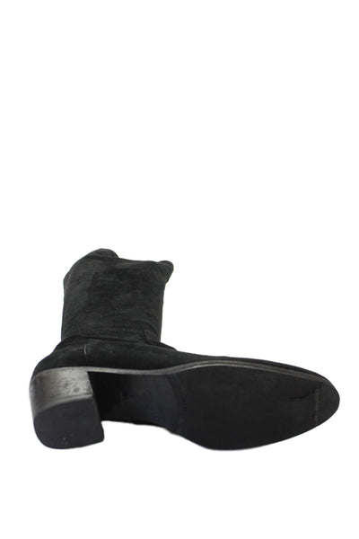 Prada Womens Suede Knee High Zip Up Western Boots Black Size 41 11