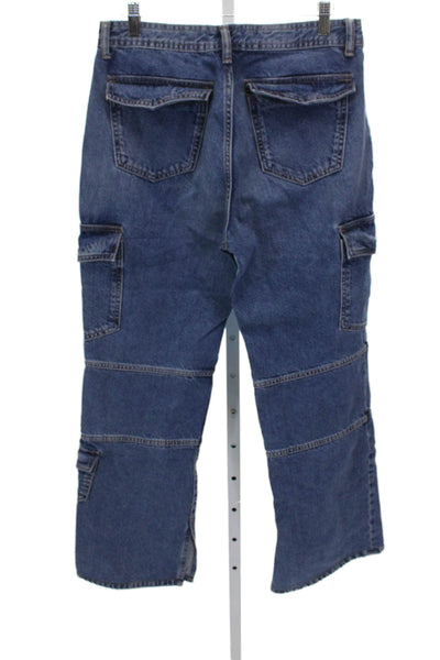 Zara Womens Straight Jeans Blue Mid Rise Button Fly Size 4