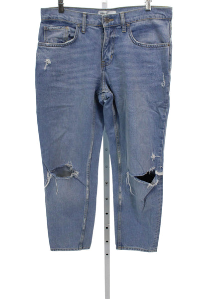 Zara Womens Boyfriend Jeans Blue Cotton Blend Low Rise Size 6