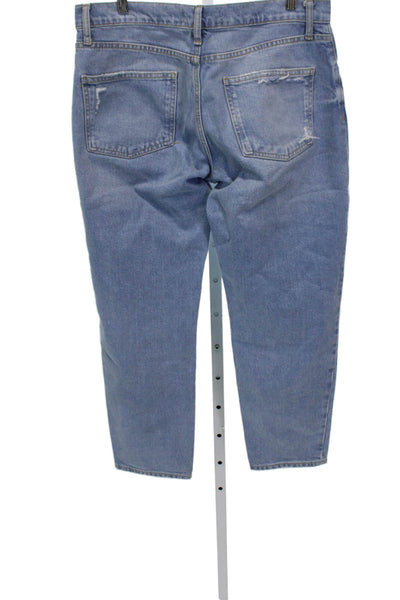 Zara Womens Boyfriend Jeans Blue Cotton Blend Low Rise Size 6