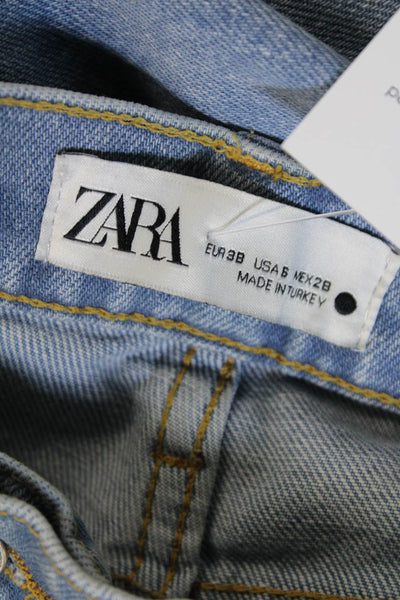 Zara Womens Boyfriend Jeans Blue Cotton Blend Low Rise Size 6
