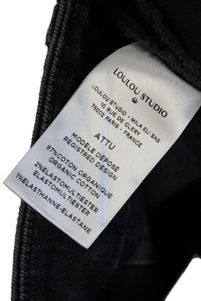 Loulou Studio Women Black Cotton High Rise Dress Pants Inseam 30 Size 25
