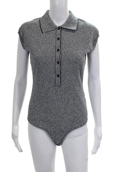 Zara Women Multicolor Striped Collared Basic Polo Sleeveless Size M