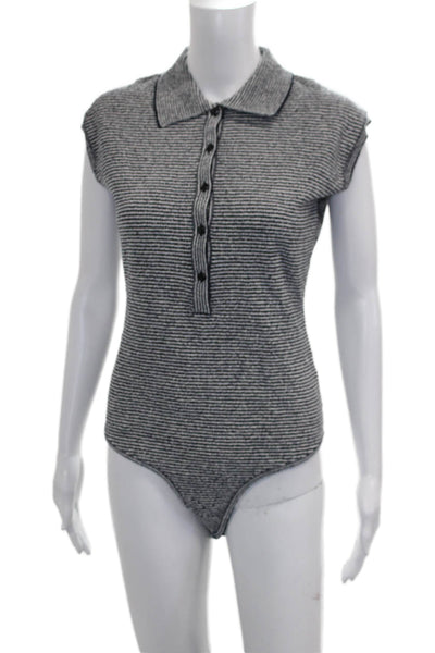Zara Women Multicolor Striped Collared Basic Polo Sleeveless Size M