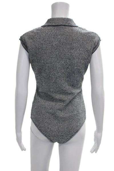 Zara Women Multicolor Striped Collared Basic Polo Sleeveless Size M