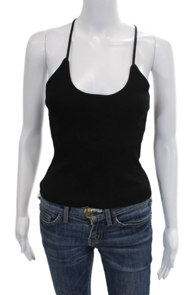 Zara Women Basic Black Viscose Scoop Neck Sleeveless Tank Size M