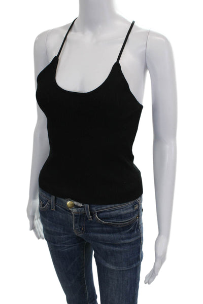 Zara Women Basic Black Viscose Scoop Neck Sleeveless Tank Size M