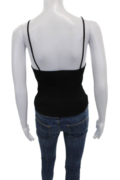 Zara Women Basic Black Viscose Scoop Neck Sleeveless Tank Size M